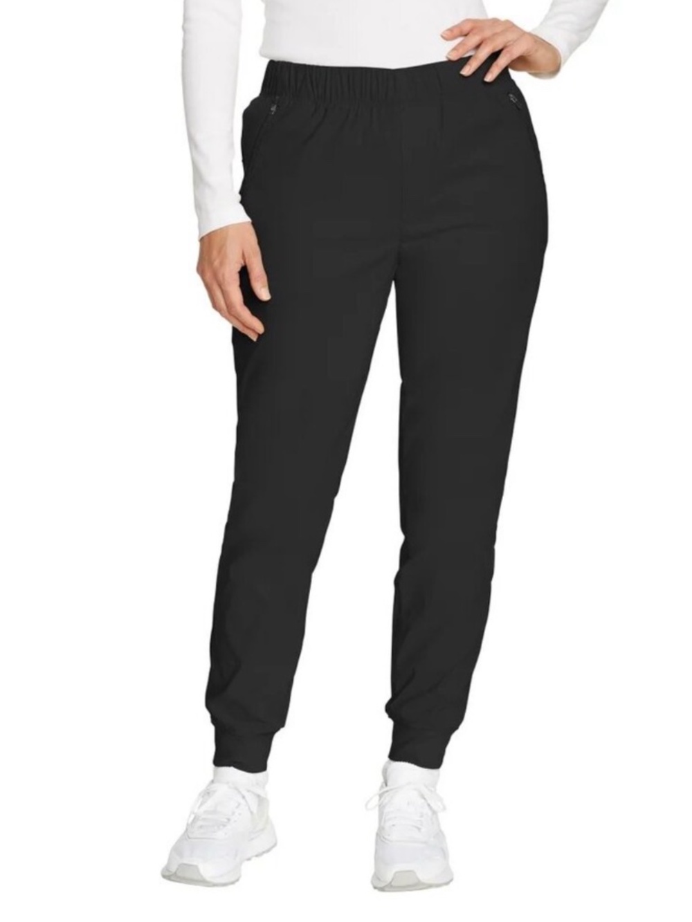 Eddie Bauer Womens Black Fleece Lined Elastic Waist Jogger Pants 12